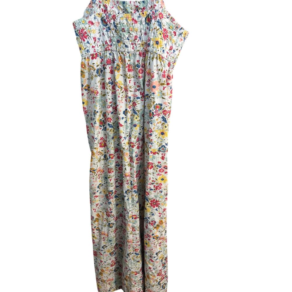 True Craft Floral Maxi Women's L Cottagecore Smocked Cold Shoulder Boho Sundress